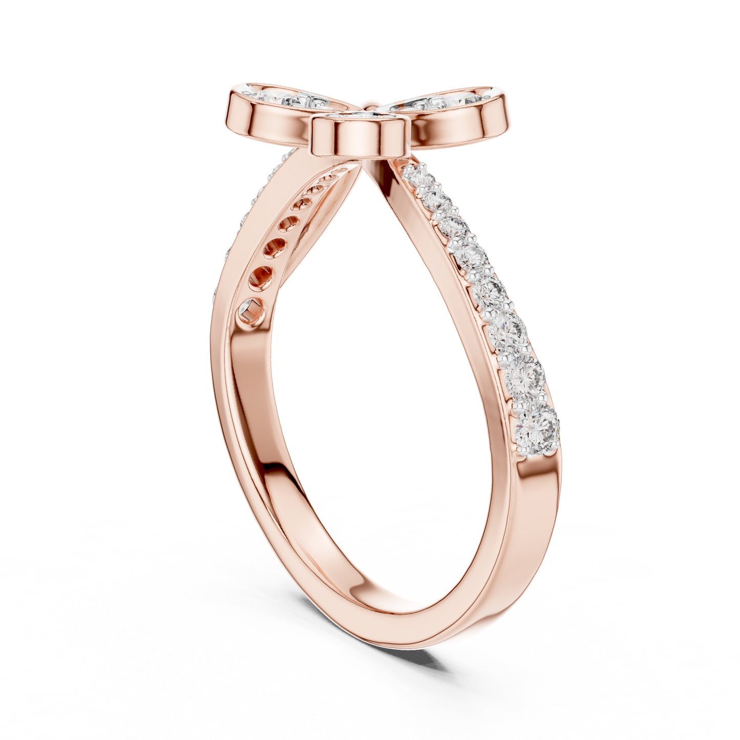 Floral Twist Diamond Gold Ring