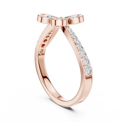 Floral Twist Diamond Gold Ring