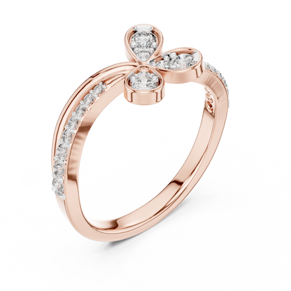 Floral Twist Diamond Gold Ring
