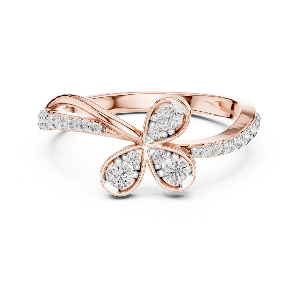 Floral Twist Diamond Gold Ring