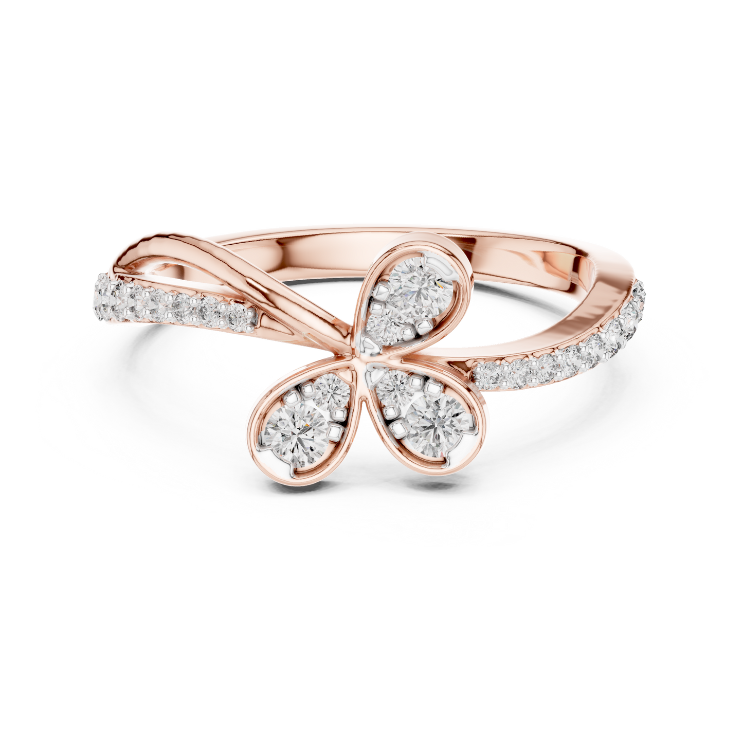 Floral Twist Diamond Gold Ring