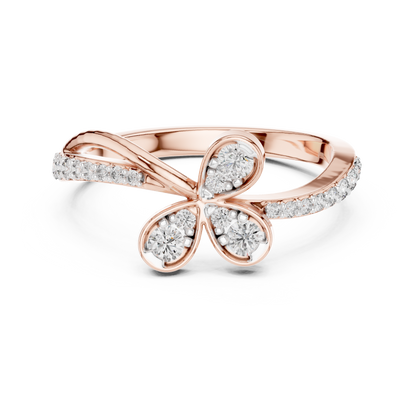 Floral Twist Diamond Gold Ring