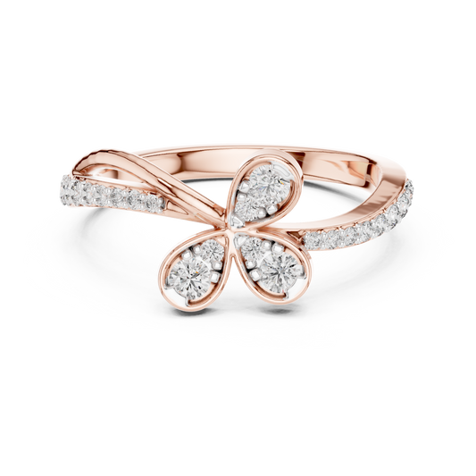 Floral Twist Diamond Gold Ring