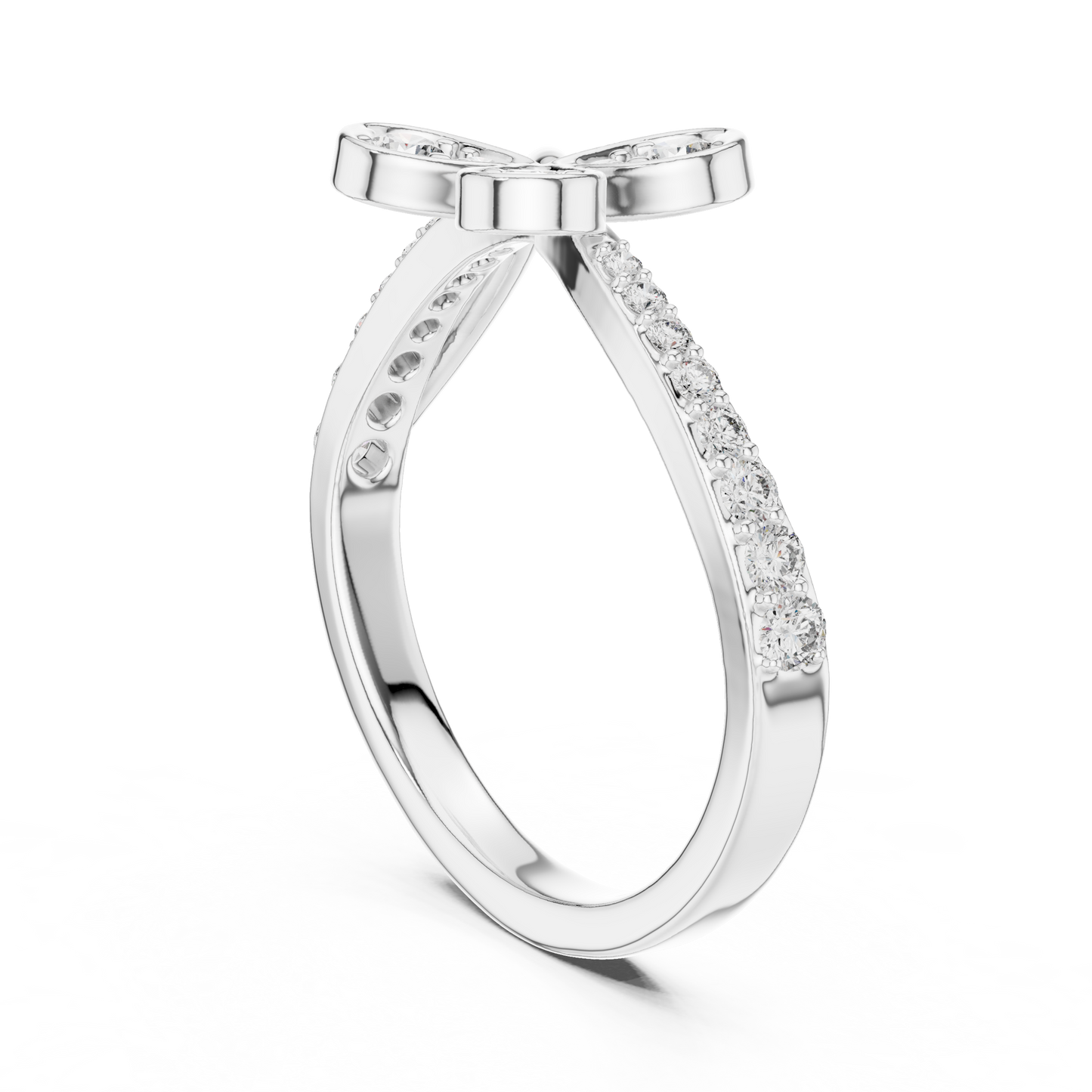 Floral Twist Diamond Gold Ring
