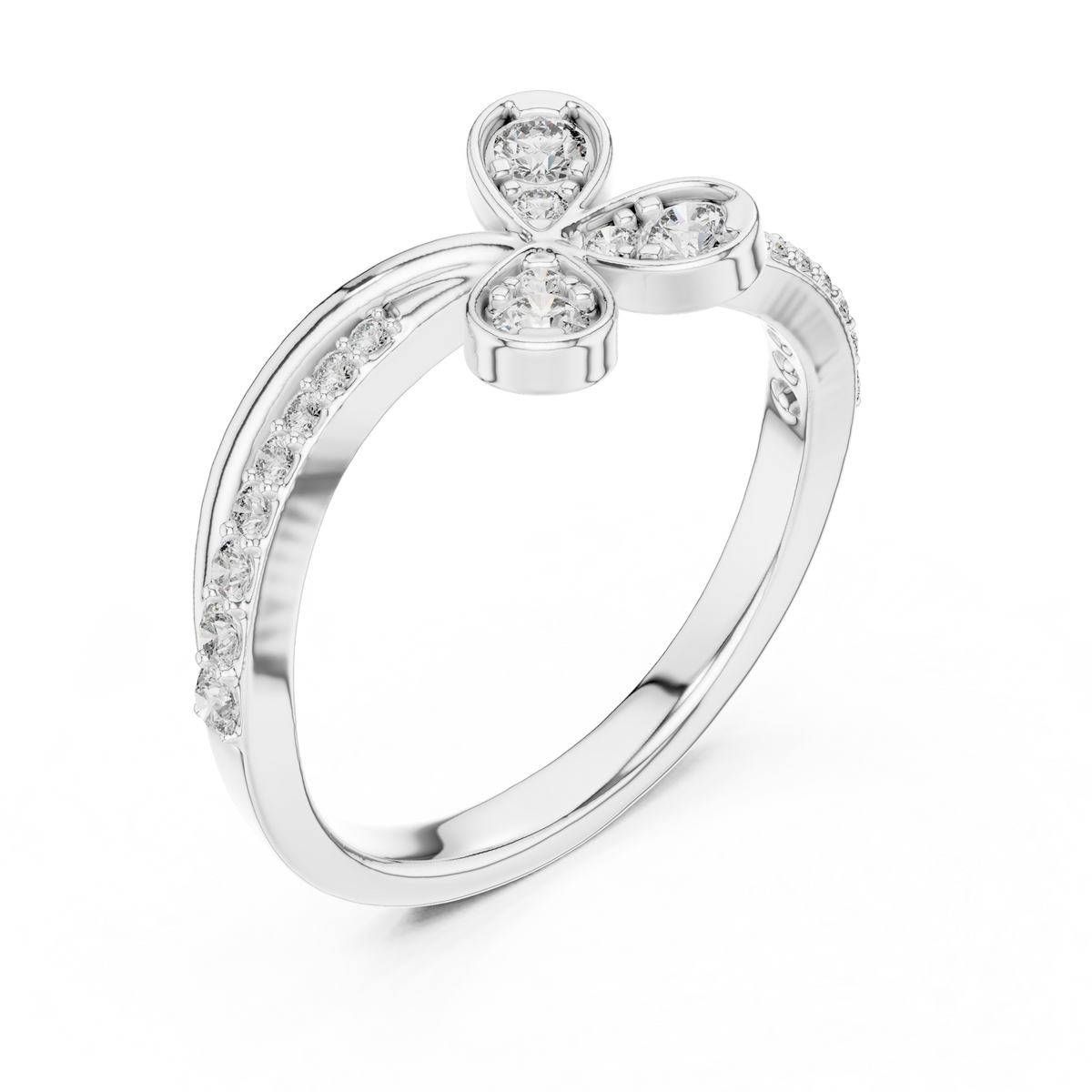 Floral Twist Diamond Gold Ring