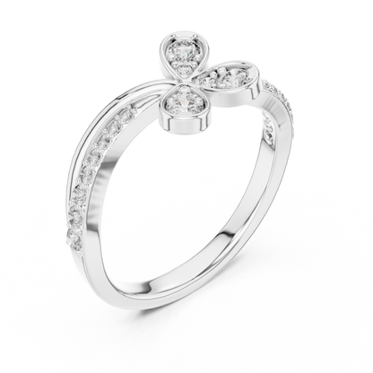 Floral Twist Diamond Gold Ring