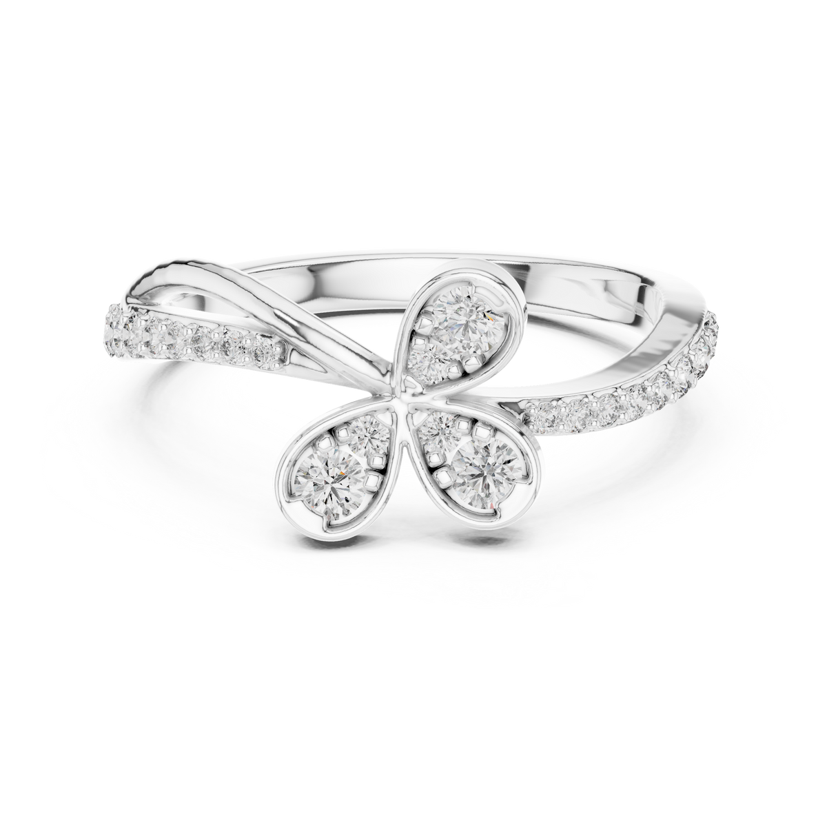 Floral Twist Diamond Gold Ring