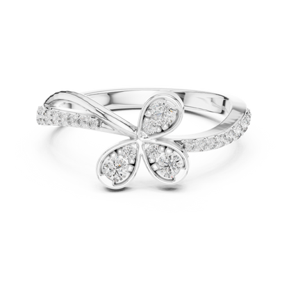 Floral Twist Diamond Gold Ring