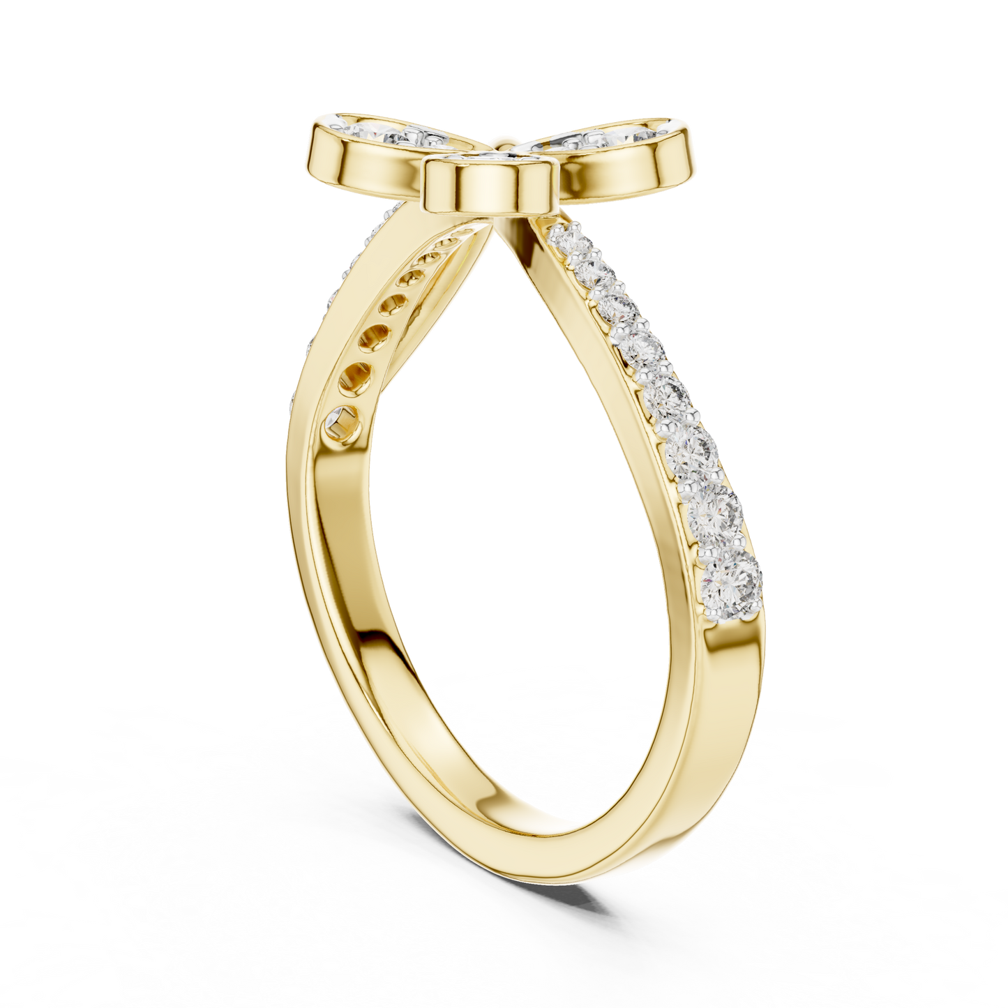 Floral Twist Diamond Gold Ring
