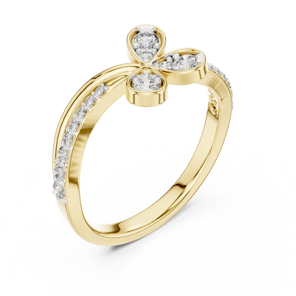 Floral Twist Diamond Gold Ring
