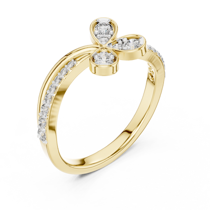 Floral Twist Diamond Gold Ring