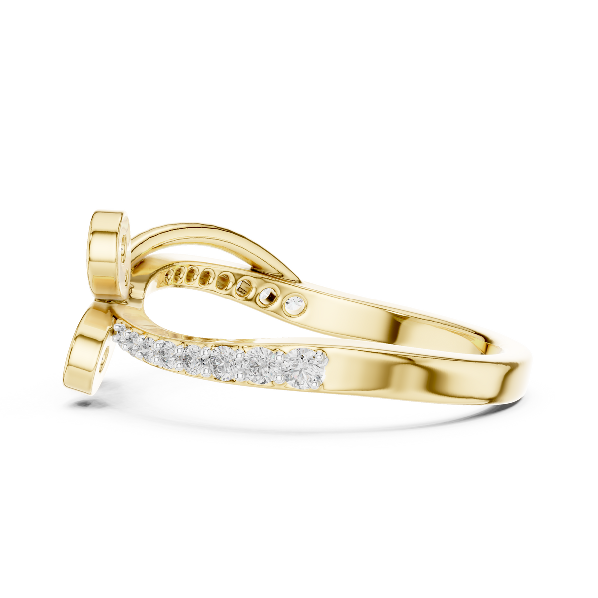 Floral Twist Diamond Gold Ring
