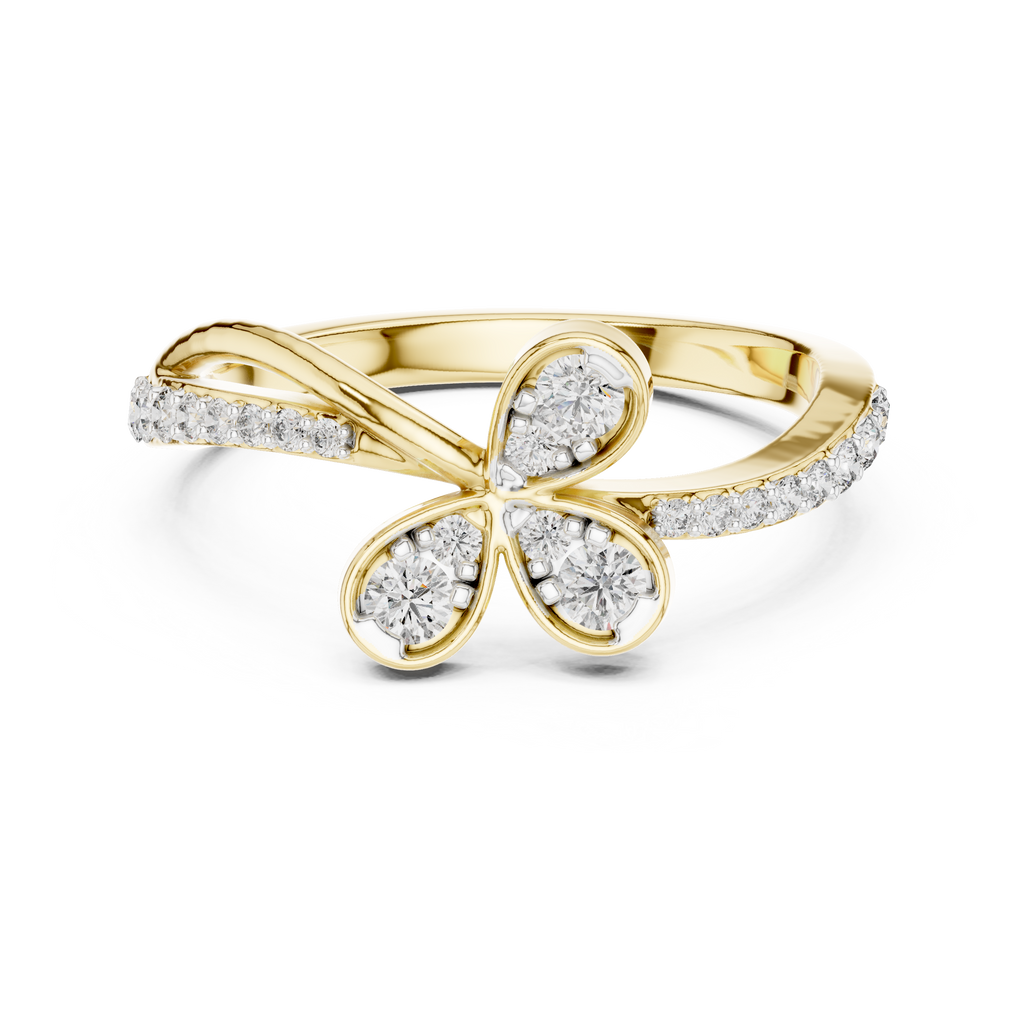 Floral Twist Diamond Gold Ring