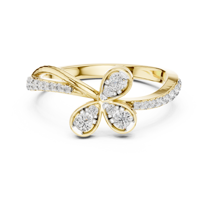 Floral Twist Diamond Gold Ring