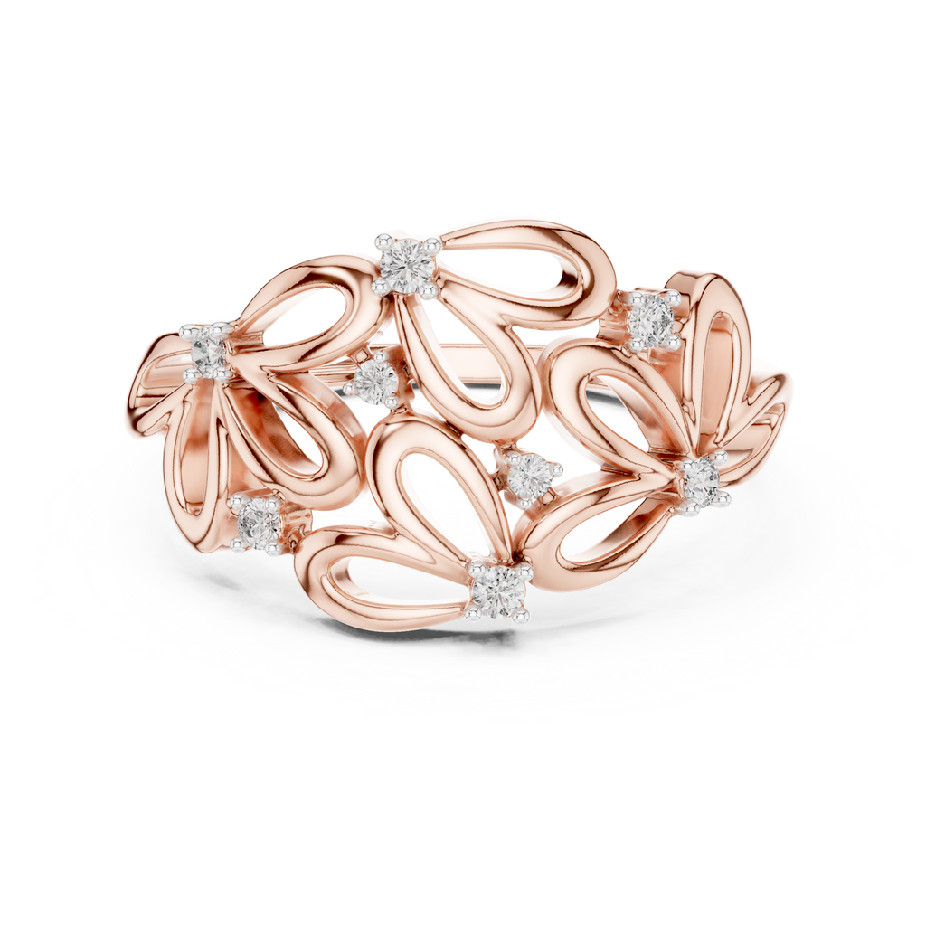 Contemporary Flower Diamond Ring