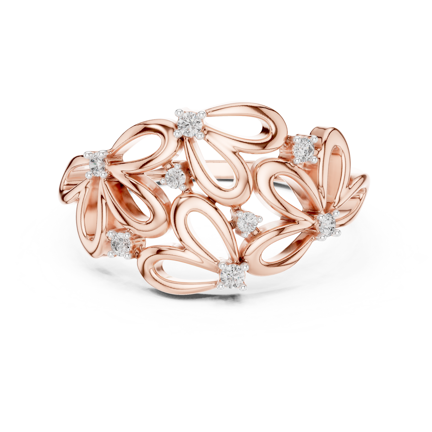Contemporary Flower Diamond Ring