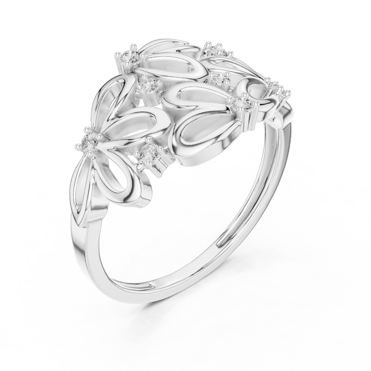 Contemporary Flower Diamond Ring