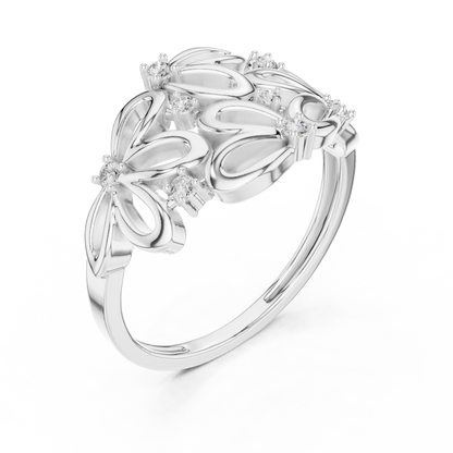 Contemporary Flower Diamond Ring