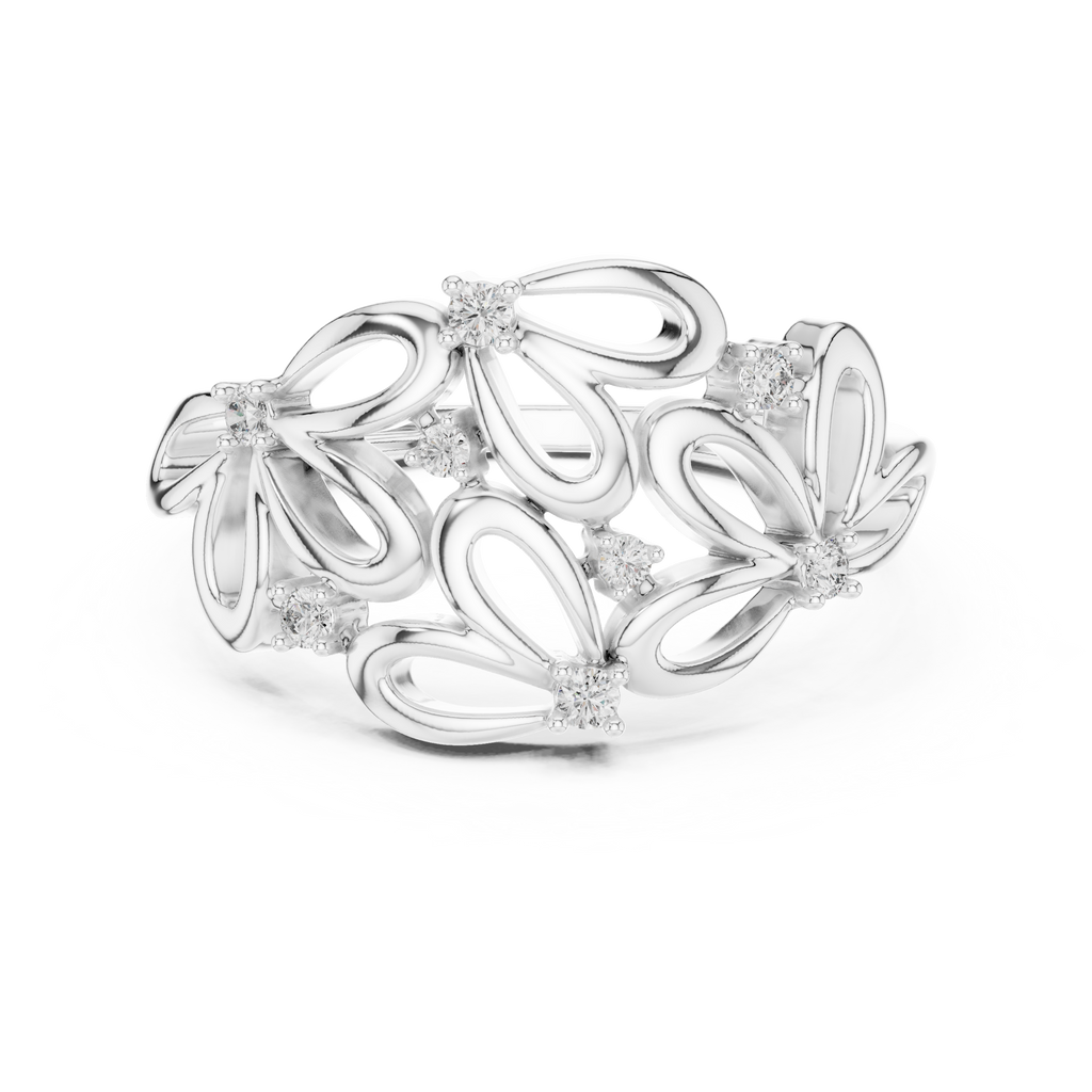 Contemporary Flower Diamond Ring
