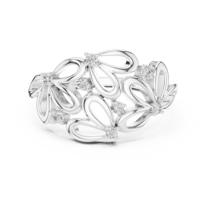 Contemporary Flower Diamond Ring