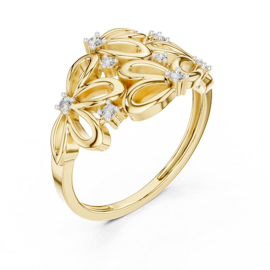 Contemporary Flower Diamond Ring