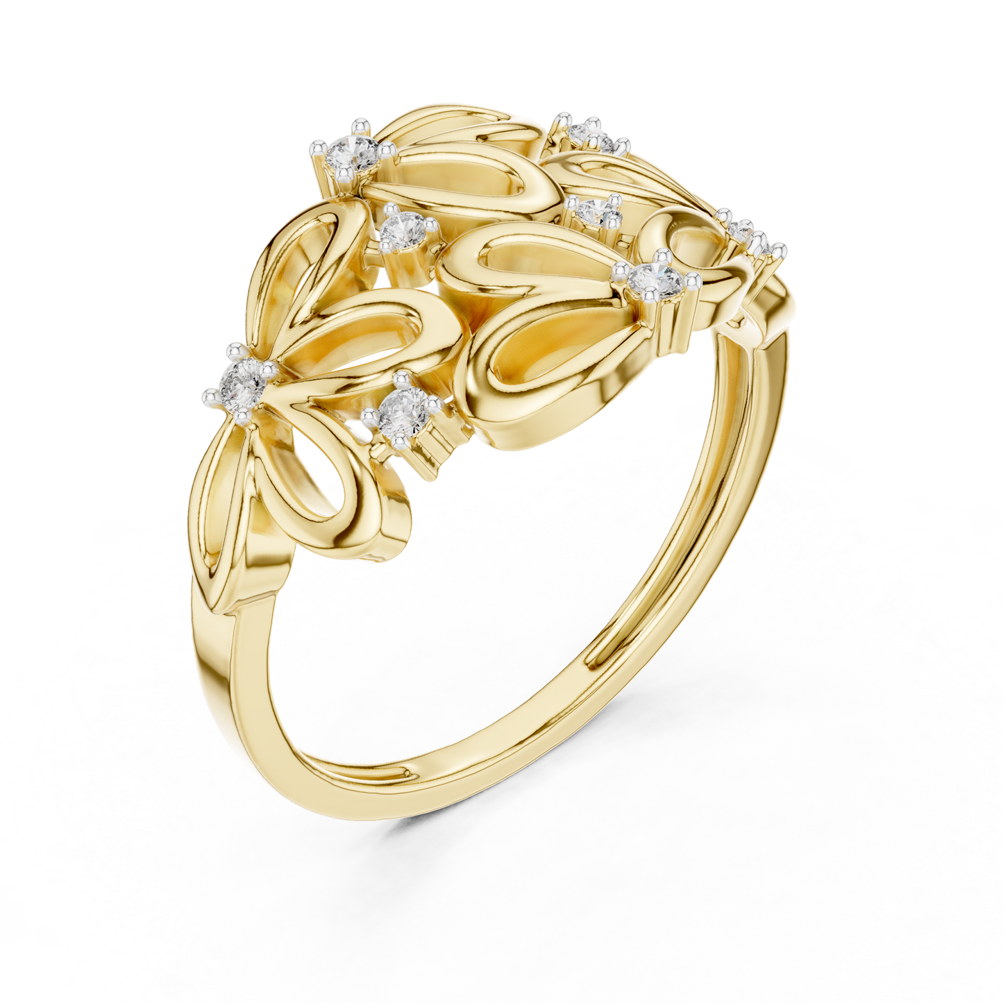 Contemporary Flower Diamond Ring