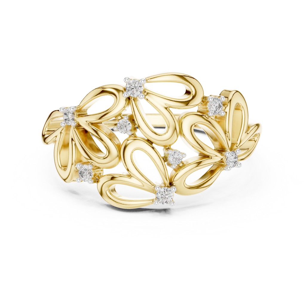 Contemporary Flower Diamond Ring