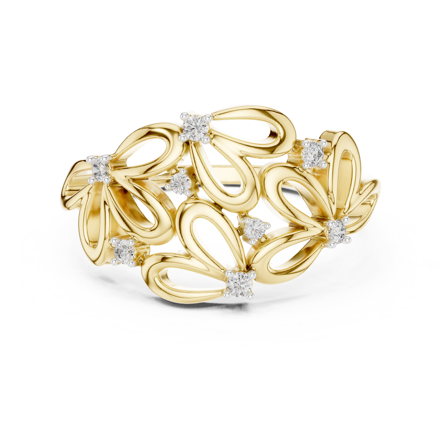 Contemporary Flower Diamond Ring