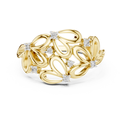 Contemporary Flower Diamond Ring