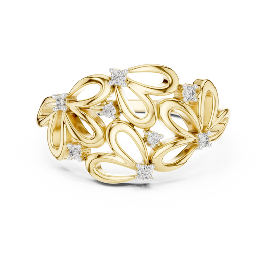 Contemporary Flower Diamond Ring