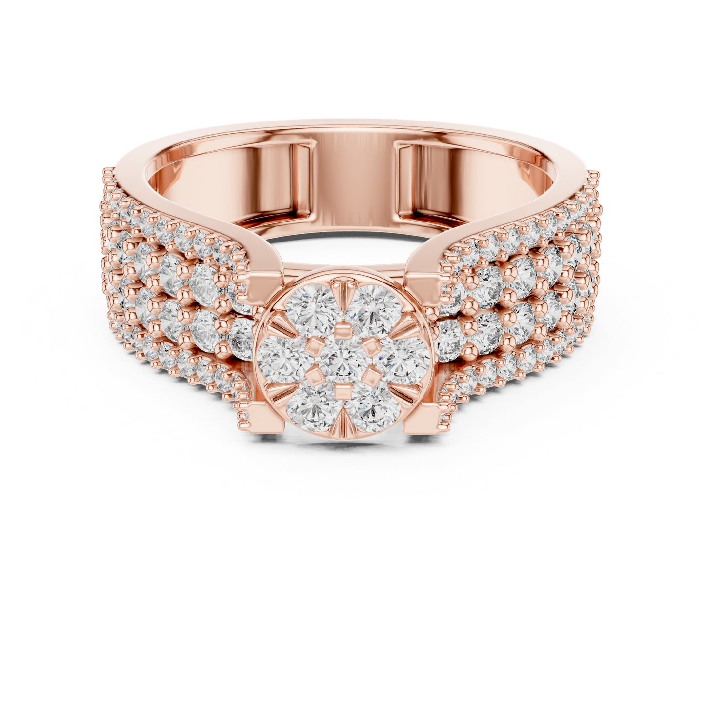 A Brilliant Diamond Cluster Masterpiece with a Triple-Row