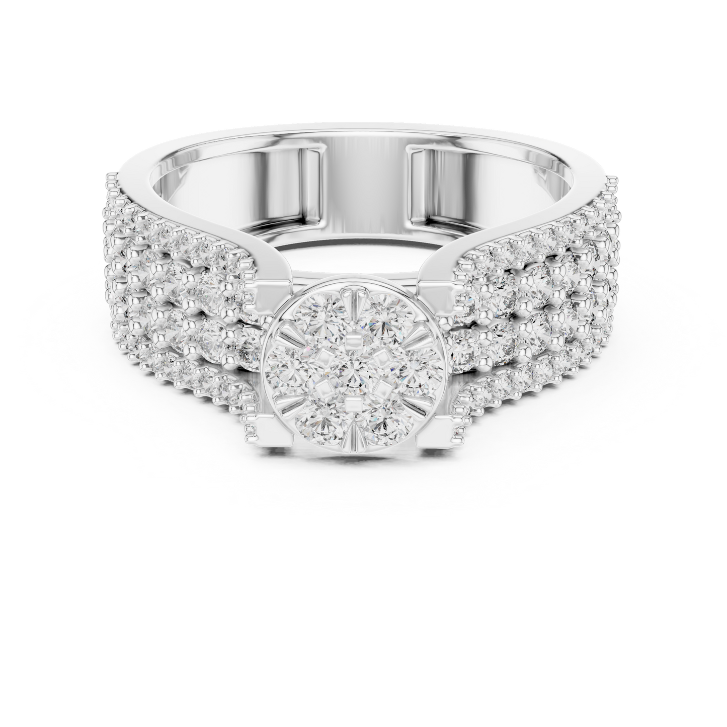 A Brilliant Diamond Cluster Masterpiece with a Triple-Row