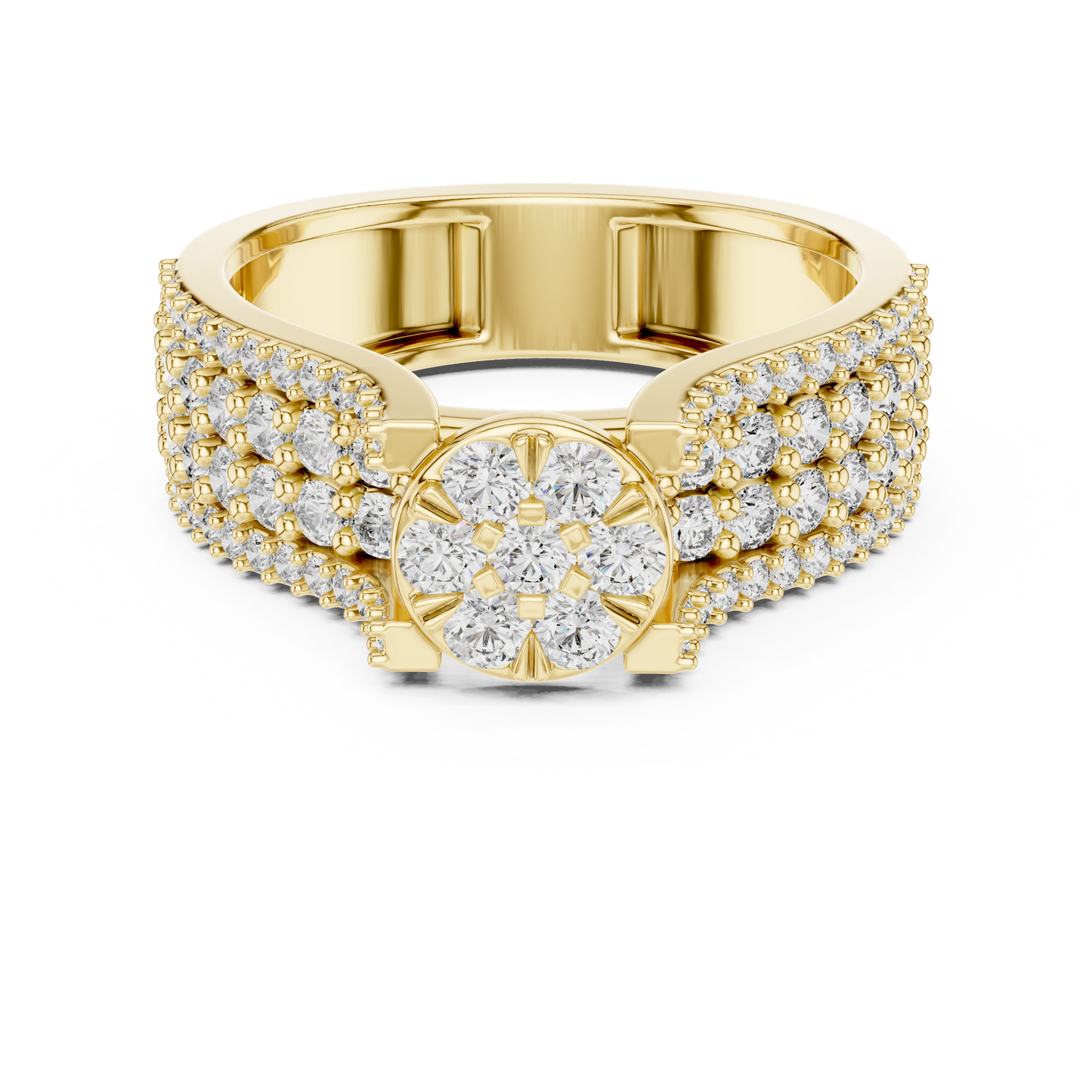 A Brilliant Diamond Cluster Masterpiece with a Triple-Row