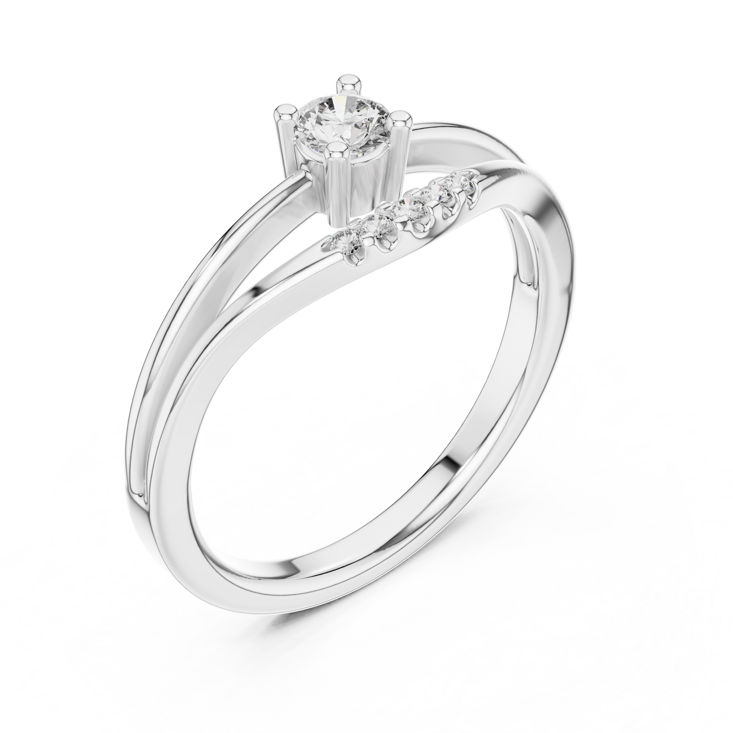 A Brilliant Round Diamond Suspended Over a Shimmering Arc