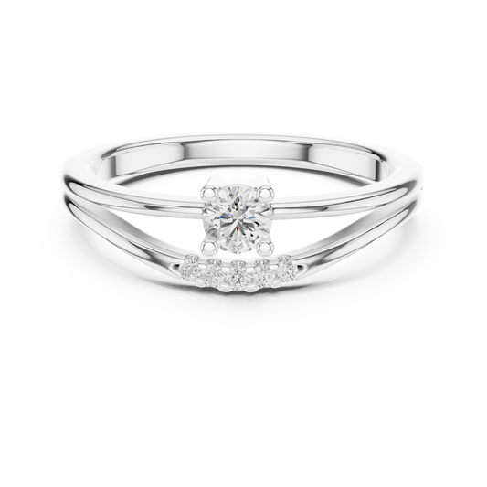 A Brilliant Round Diamond Suspended Over a Shimmering Arc