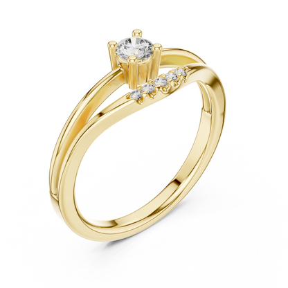 A Brilliant Round Diamond Suspended Over a Shimmering Arc