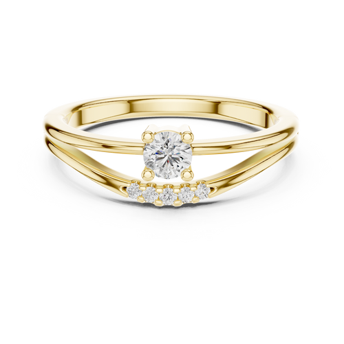A Brilliant Round Diamond Suspended Over a Shimmering Arc