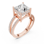 A Brilliant Princess-Cut Diamond on a Sculptural Double-Row