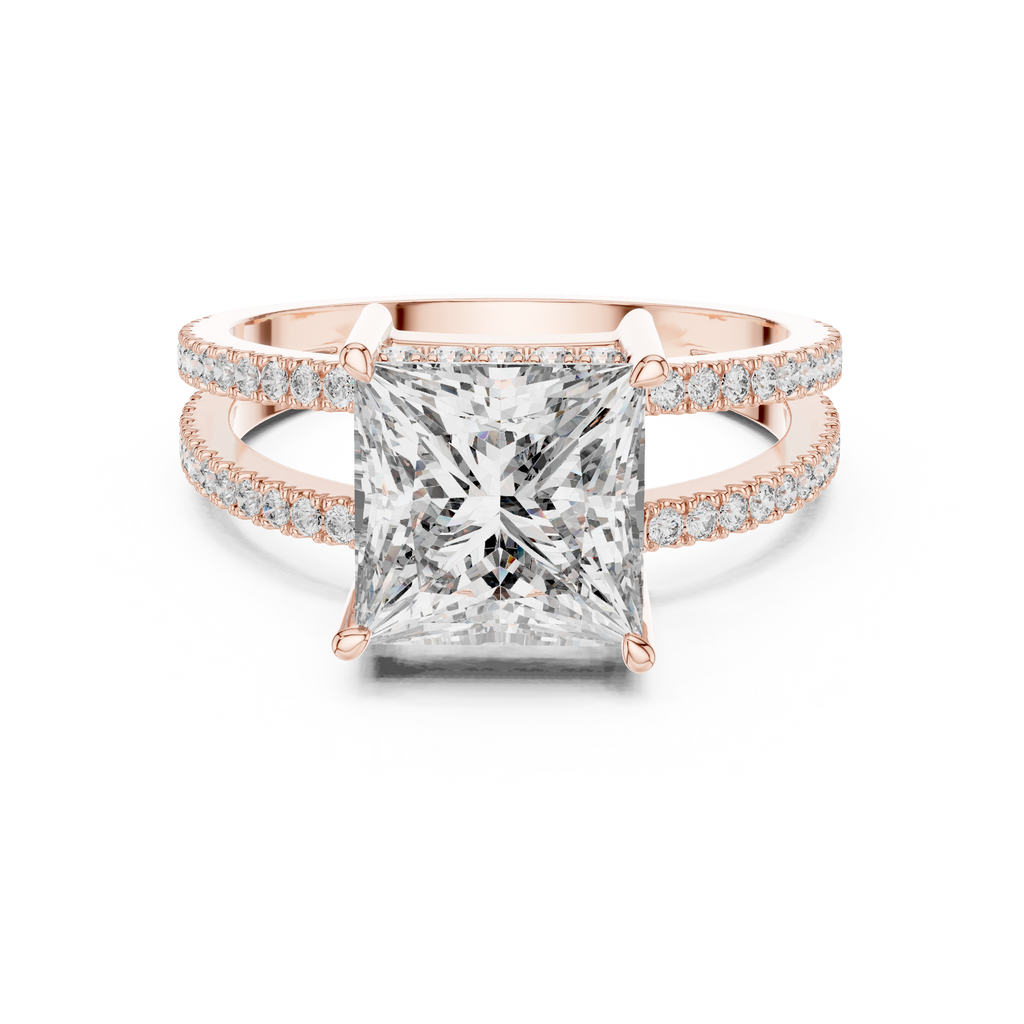 A Brilliant Princess-Cut Diamond on a Sculptural Double-Row