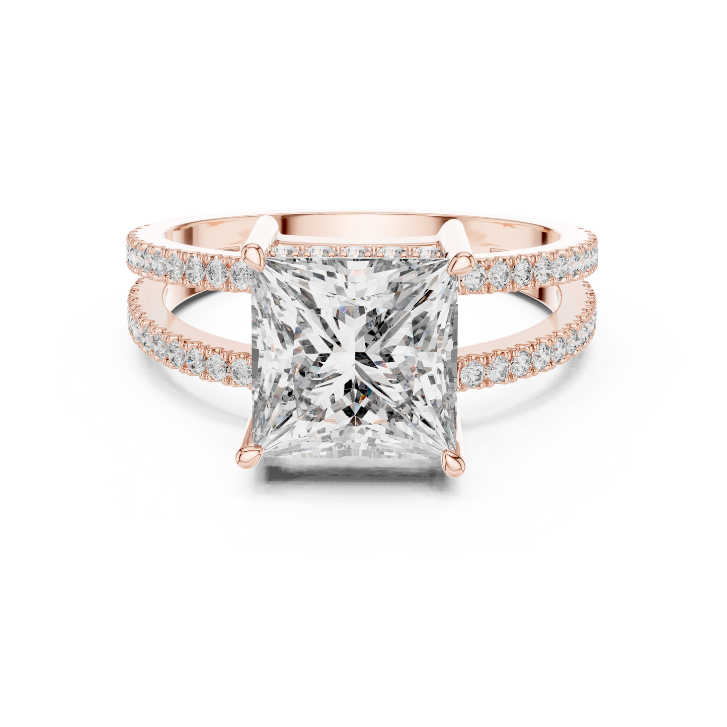 A Brilliant Princess-Cut Diamond on a Sculptural Double-Row
