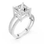 A Brilliant Princess-Cut Diamond on a Sculptural Double-Row