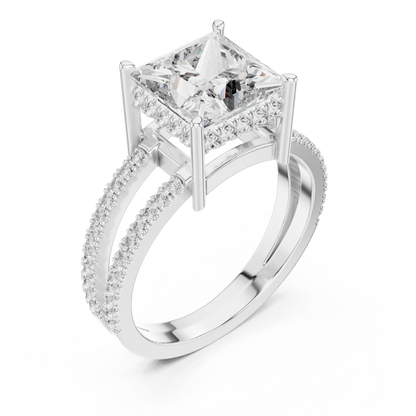 A Brilliant Princess-Cut Diamond on a Sculptural Double-Row