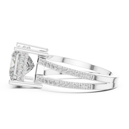 A Brilliant Princess-Cut Diamond on a Sculptural Double-Row