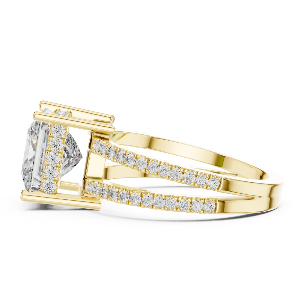 A Brilliant Princess-Cut Diamond on a Sculptural Double-Row