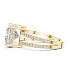 A Brilliant Princess-Cut Diamond on a Sculptural Double-Row