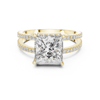 A Brilliant Princess-Cut Diamond on a Sculptural Double-Row