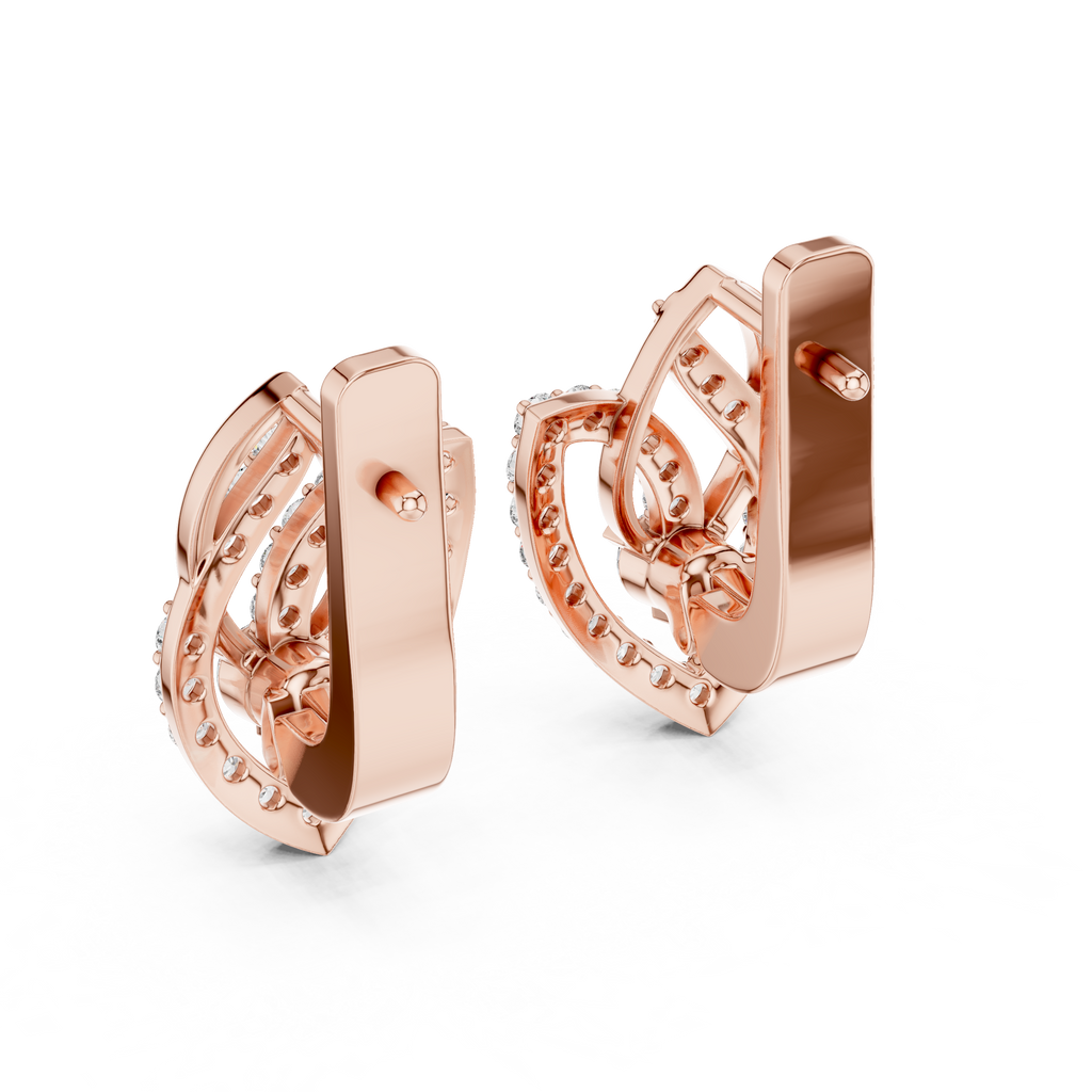 Designer Diamond Hoop Earrings | Luxury Floral Diamond Gold Hoops