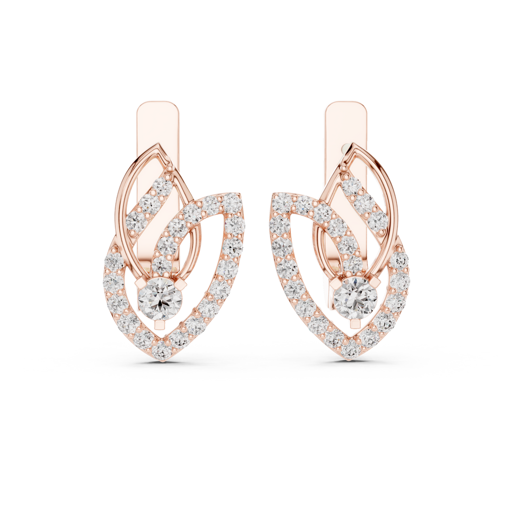 Designer Diamond Hoop Earrings | Luxury Floral Diamond Gold Hoops