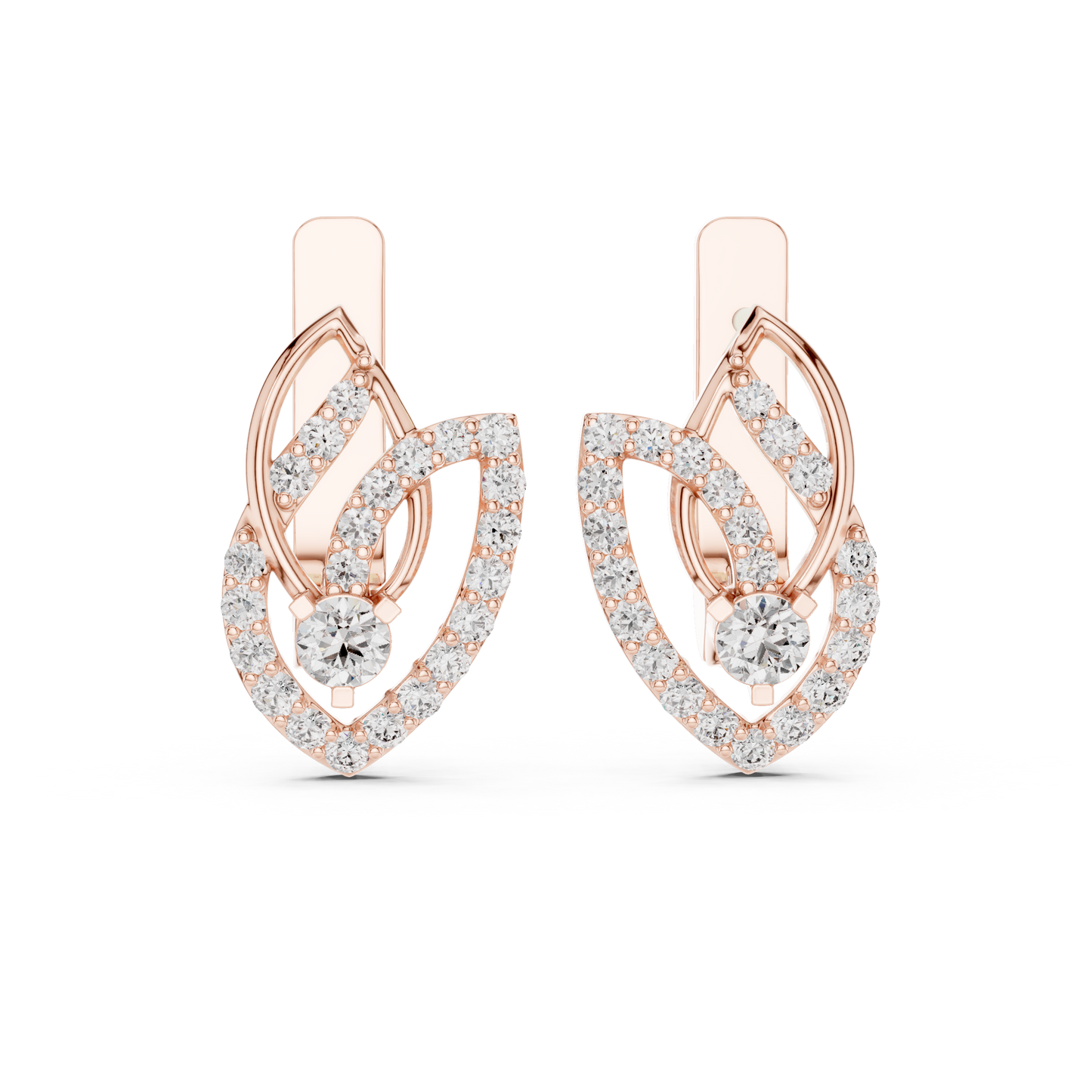 Designer Diamond Hoop Earrings | Luxury Floral Diamond Gold Hoops