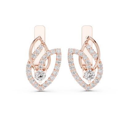 Designer Diamond Hoop Earrings | Luxury Floral Diamond Gold Hoops
